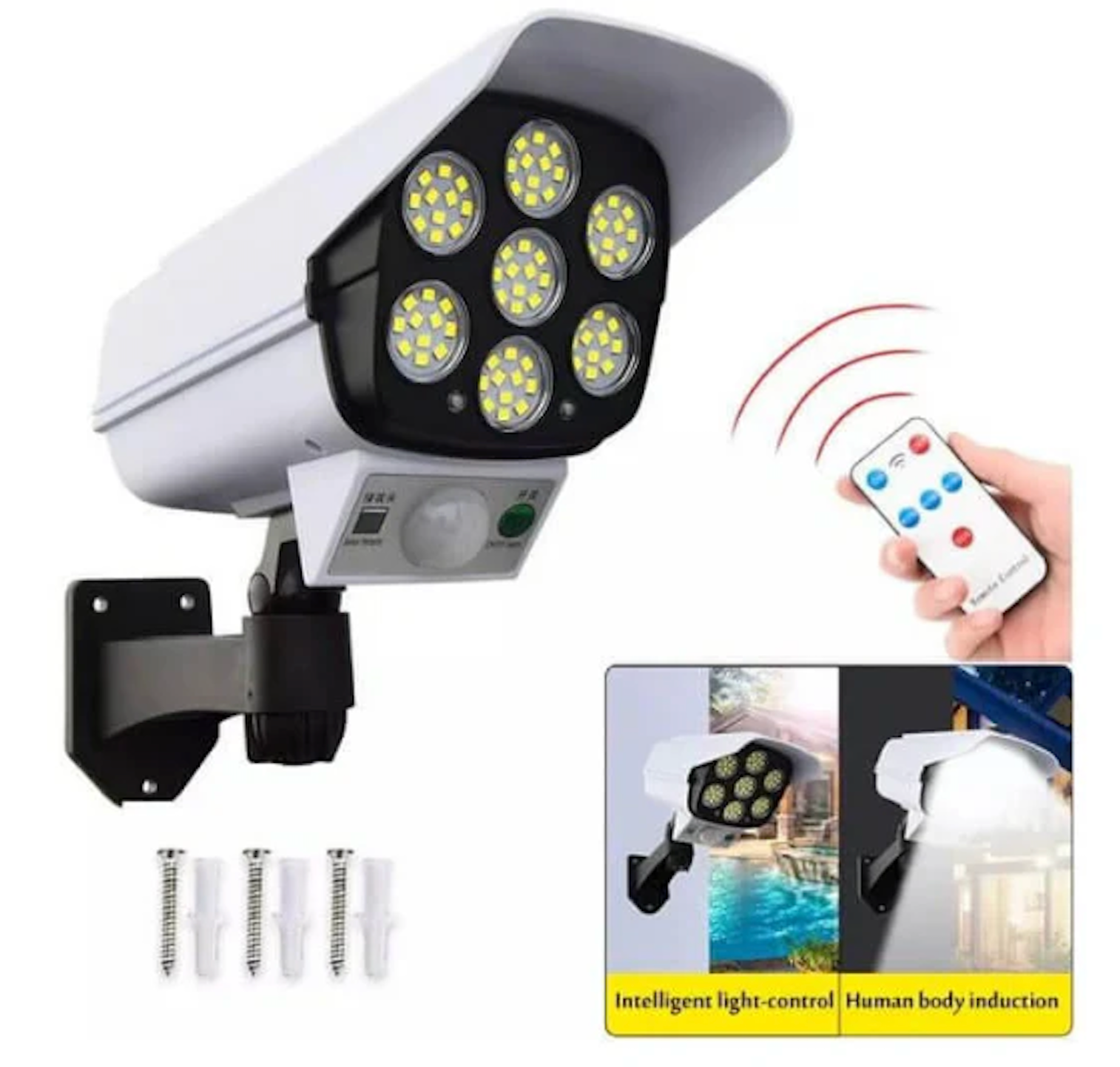 CAMERA DE SUPRAVEGHERE FALSA, INCARCARE SOLARA, 77 LED-URI, SENZOR DE MISCARE, FLIPPY