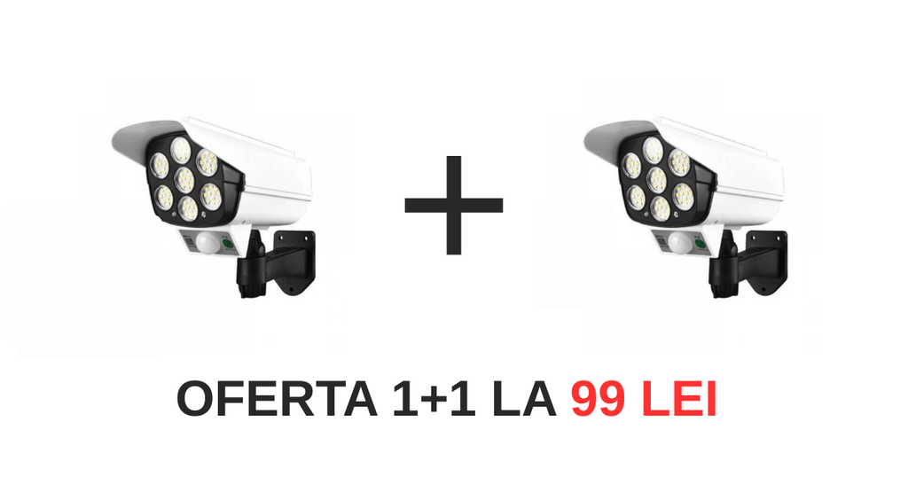CAMERA DE SUPRAVEGHERE FALSA, INCARCARE SOLARA, 77 LED-URI, SENZOR DE MISCARE, FLIPPY